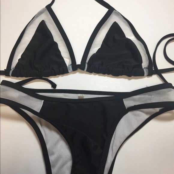 Other - BIKINI BLACK WITH SHEAR ACCENTS E2-580